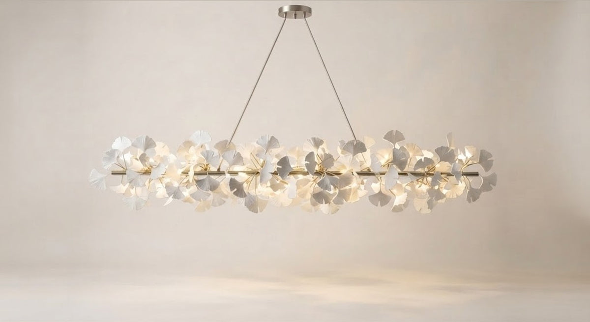 Foglia in Nickel Lampbody & White Leaves