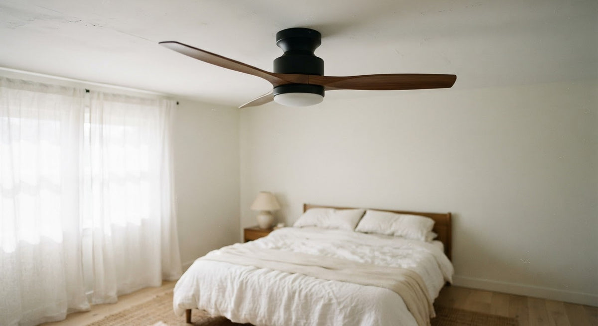 Brezza Wood-Blade Ceiling Fan Light - in a room