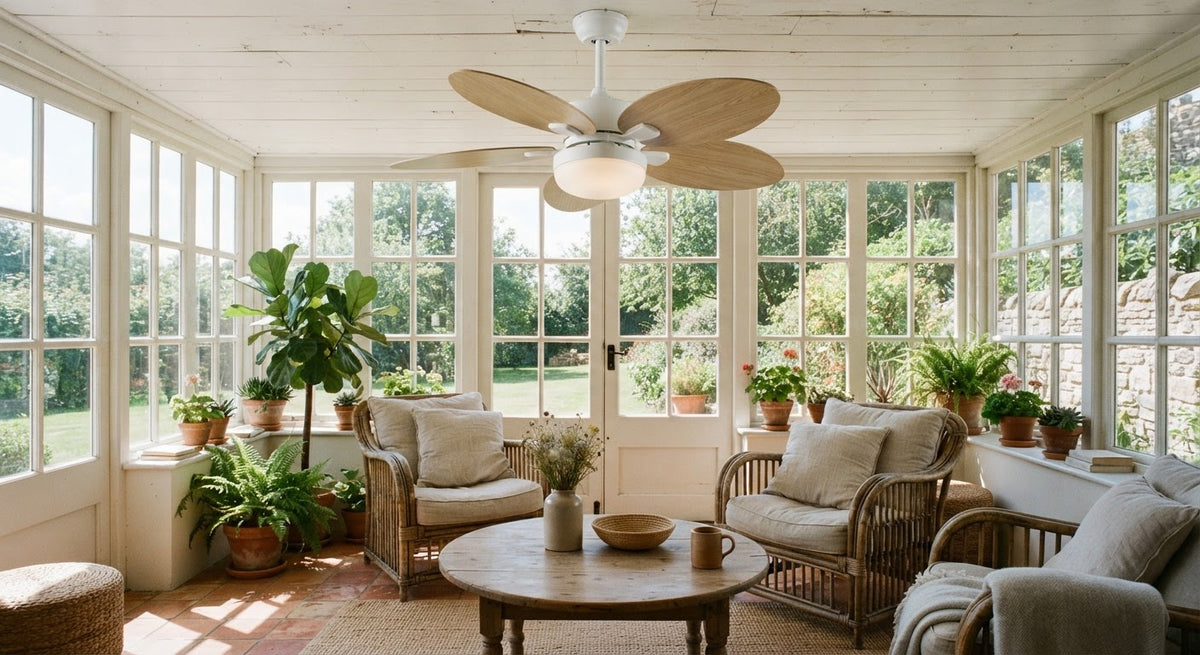 Fiore Petal Ceiling Fan Light - in a room