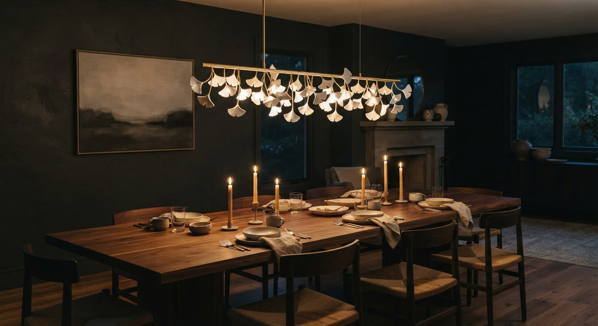 Foglia Ginkgo Leaf Chandelier - in a room