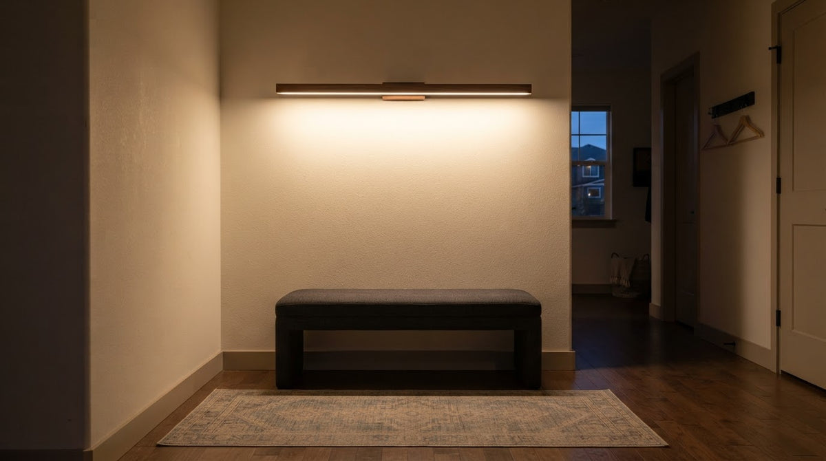 Legno Linear Wood Wall Light - in a room