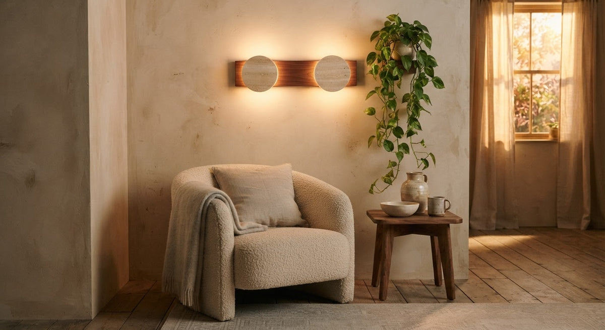 Pietra Travertine Wall Light - in a room