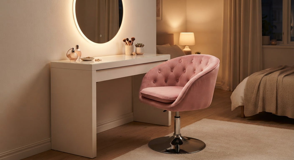 Sera Tufted Swivel Vanity Chair - in a room