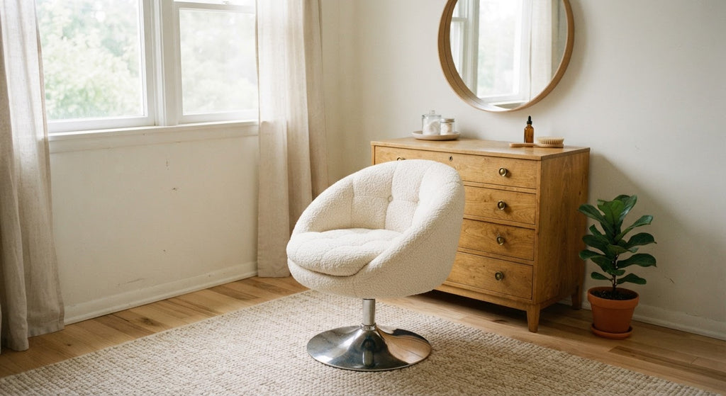 Sera Tufted Swivel Vanity Chair - in a room
