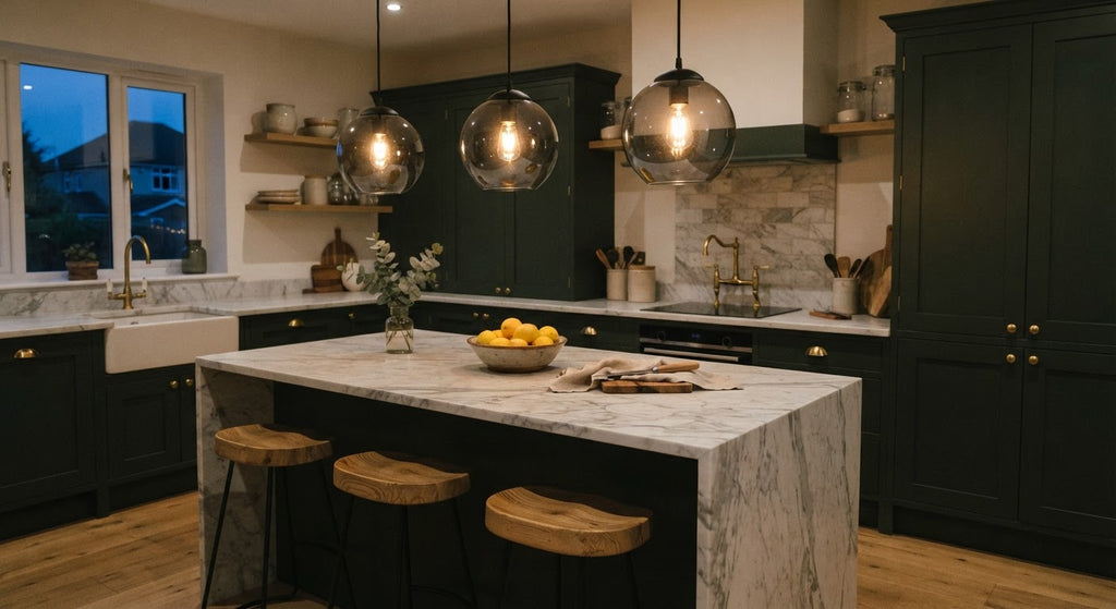 Sfera Glass Globe Pendant - in a room