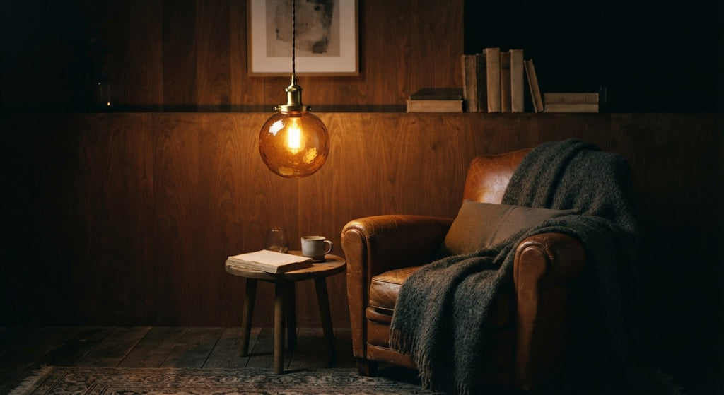 Sfera Glass Globe Pendant - in a room